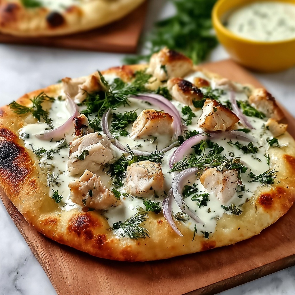 Tzatziki Chicken Naan Pizza Recipe - Recipe Image