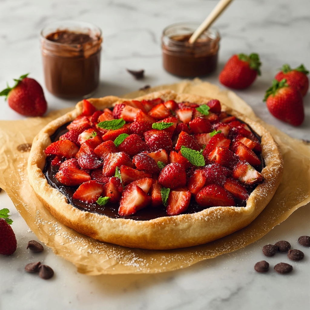 Vegan Strawberry Chocolate Pizza Recipe - Recipe Image