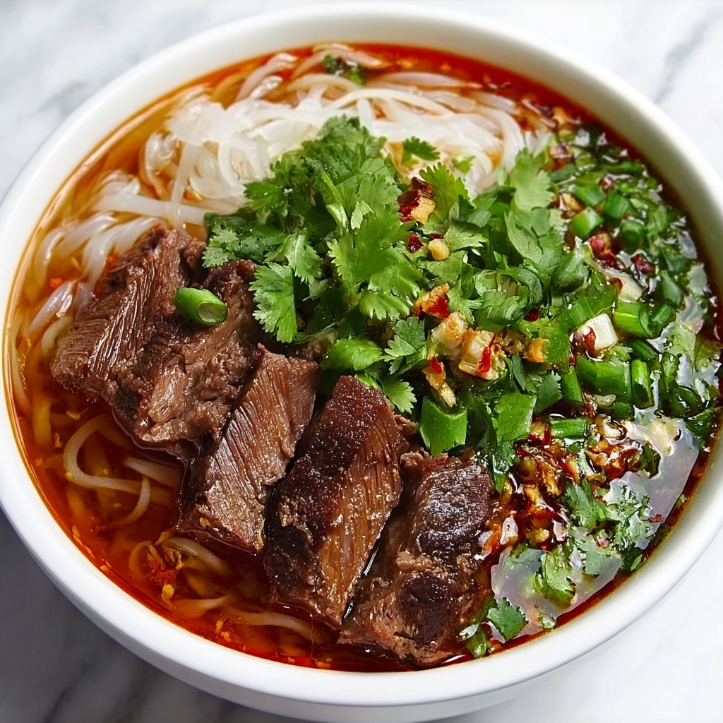 Authentic Bun Bo Hue: Spicy Beef Noodle Soup Recipe - Recipe Image