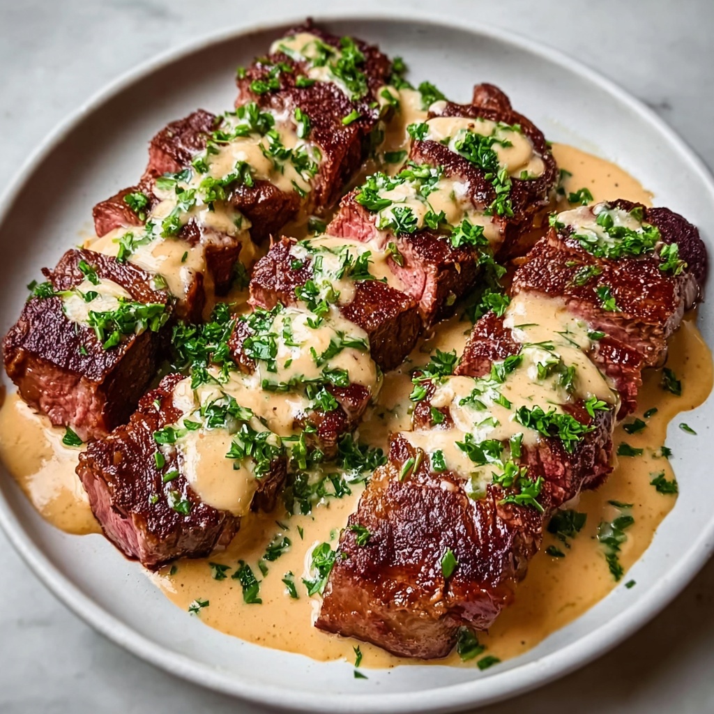 The Best Steak with Creamy Garlic Sauce Recipe - Recipe Image