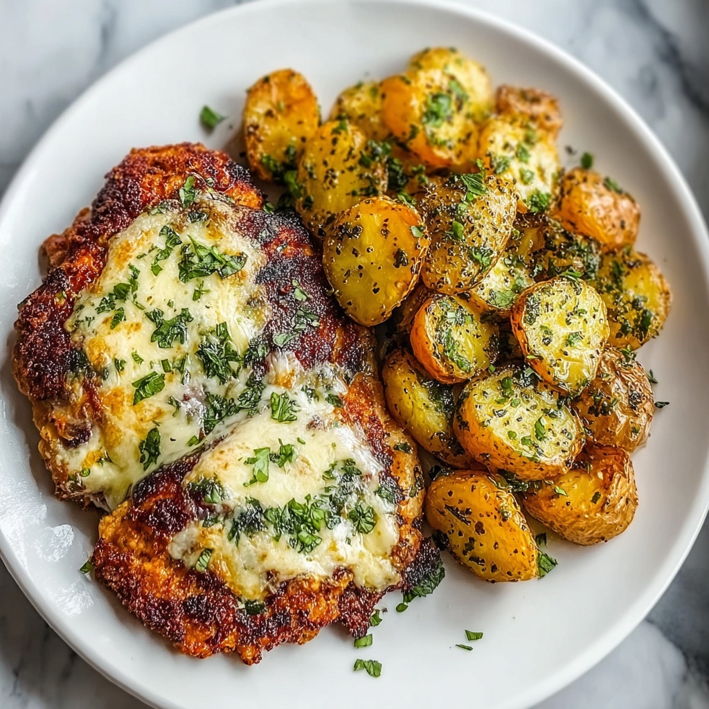 Garlic Parmesan Chicken and Potatoes Bake Recipe - Recipe Image