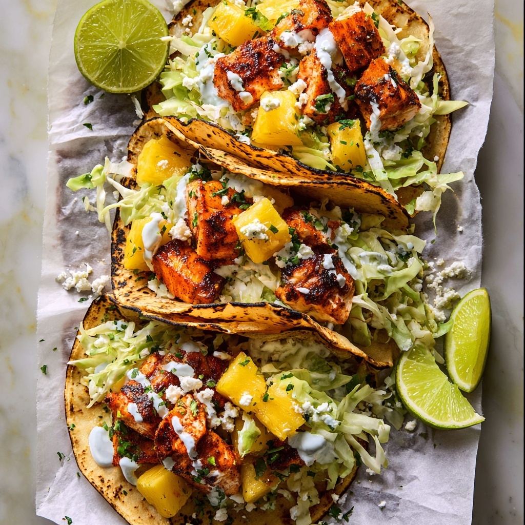 Sheet Pan Chipotle Salmon Tacos with Pineapple Jalapeño Salsa Recipe - Recipe Image