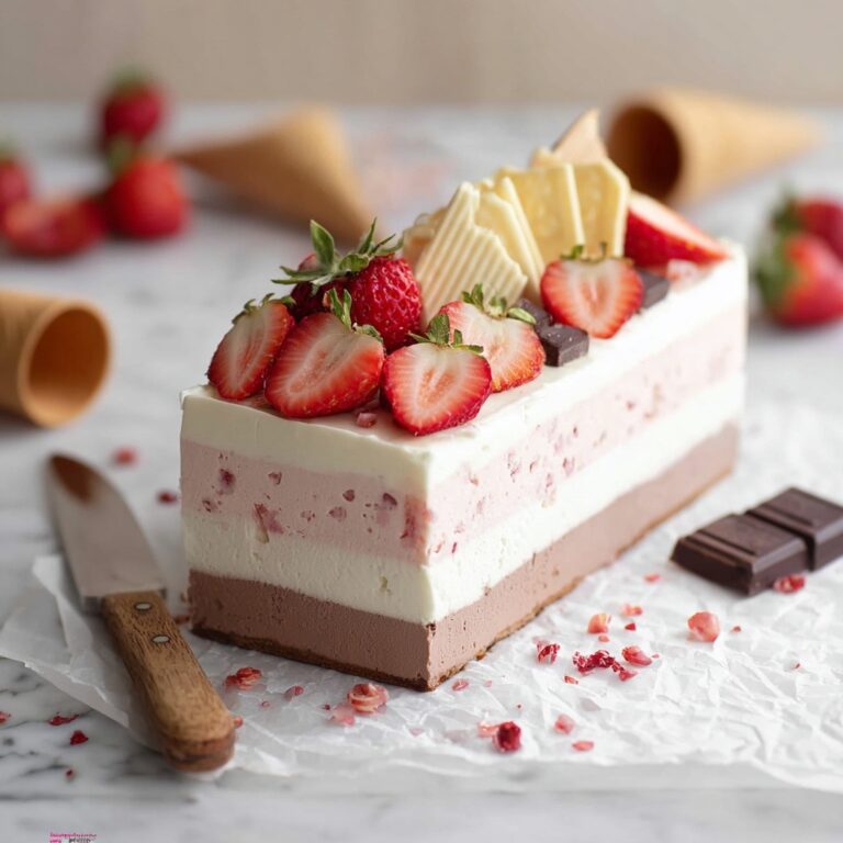 Neapolitan Ice Cream with Coconut, Strawberry, and Chocolate Layers Recipe