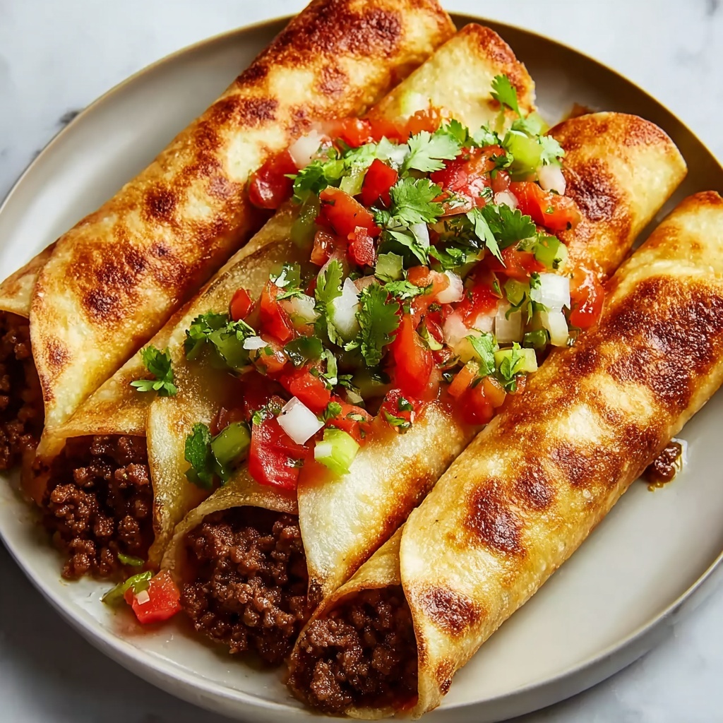 Crispy Beef Taquitos with Cheesy Filling Recipe - Recipe Image