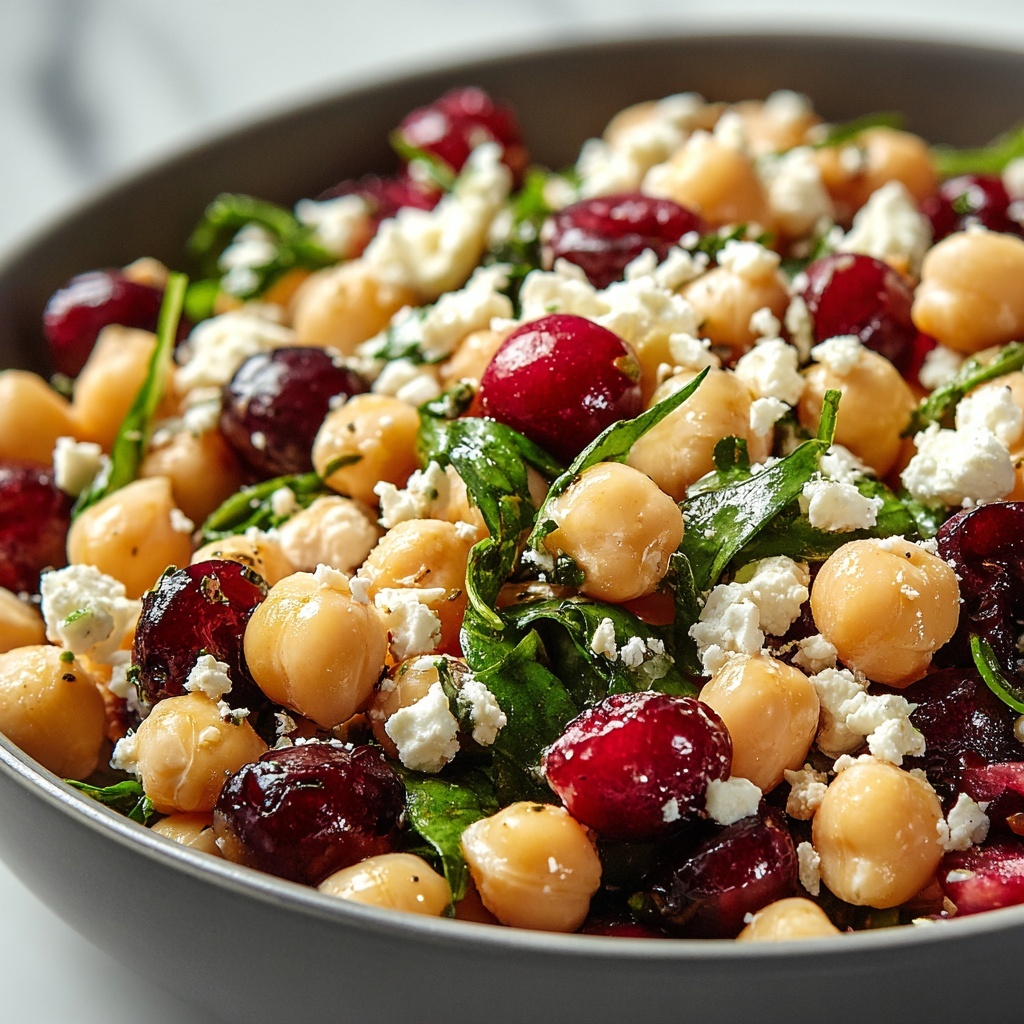 Feta & Cranberry Chickpea Salad with Lemon Vinaigrette Recipe - Recipe Image