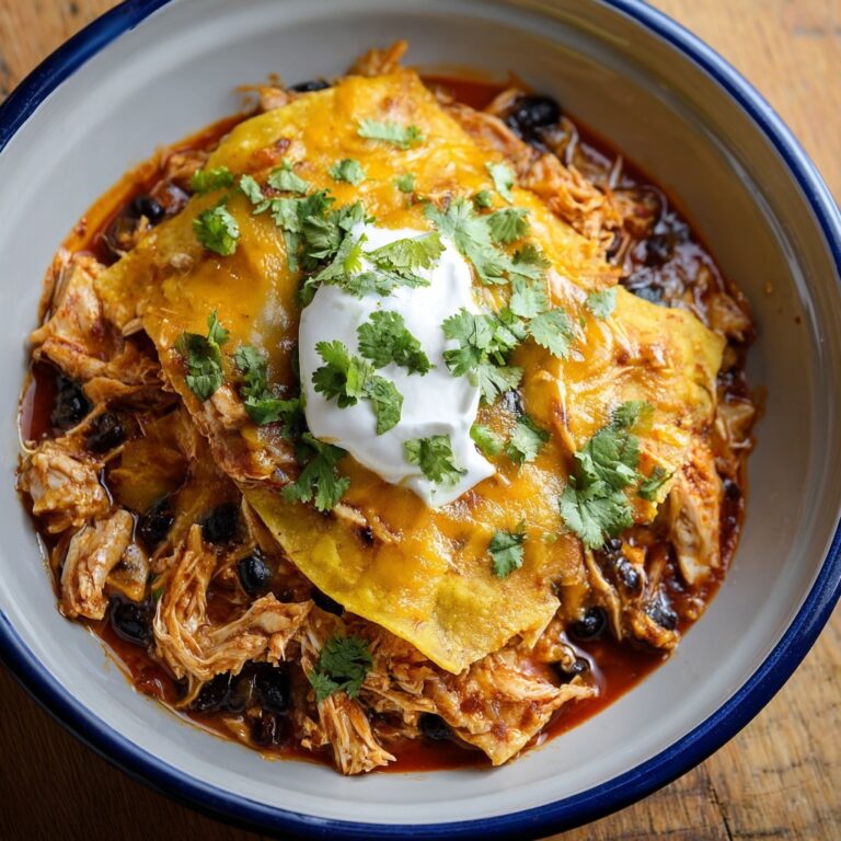 Cheesy Slow Cooker Chicken Enchilada Bake Recipe