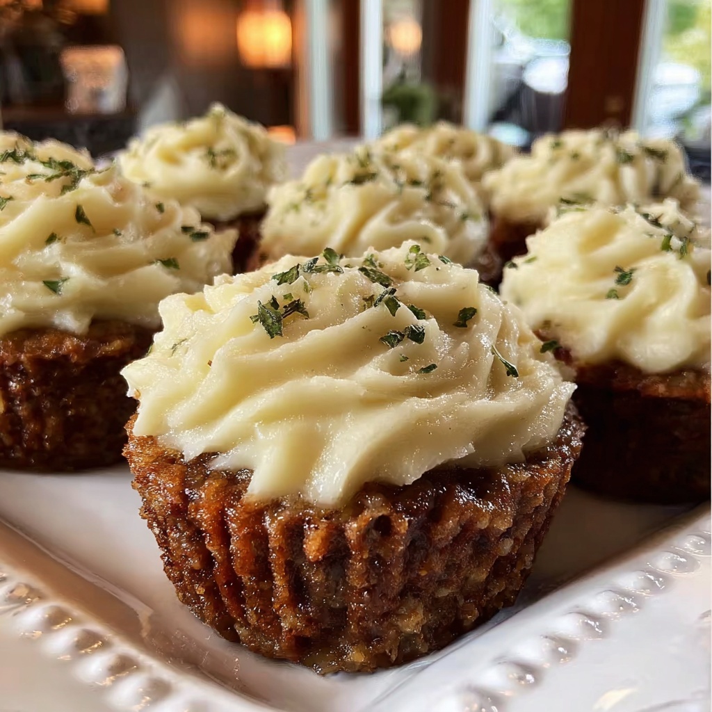 Comforting Meatloaf Cupcakes with Potato Frosting Delight Recipe - Recipe Image