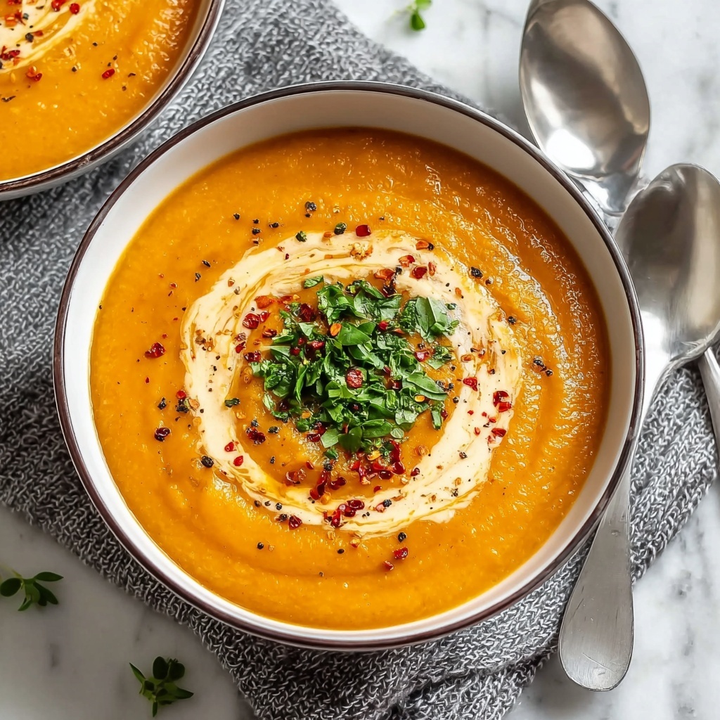 Spicy Butternut Squash Sweet Potato Soup Recipe - Recipe Image