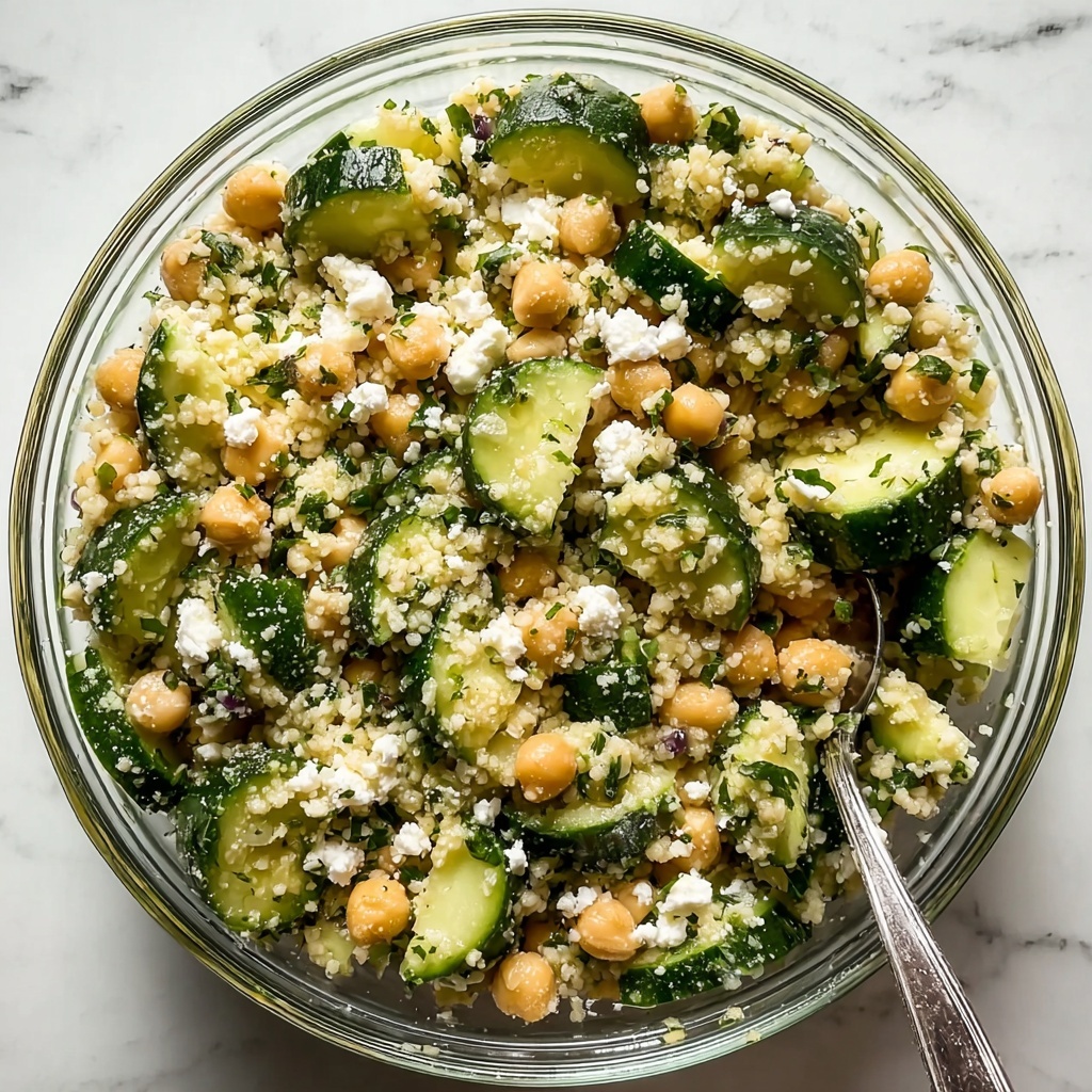 Cucumber Feta Salad with Pearl Couscous and Chickpeas Recipe - Recipe Image