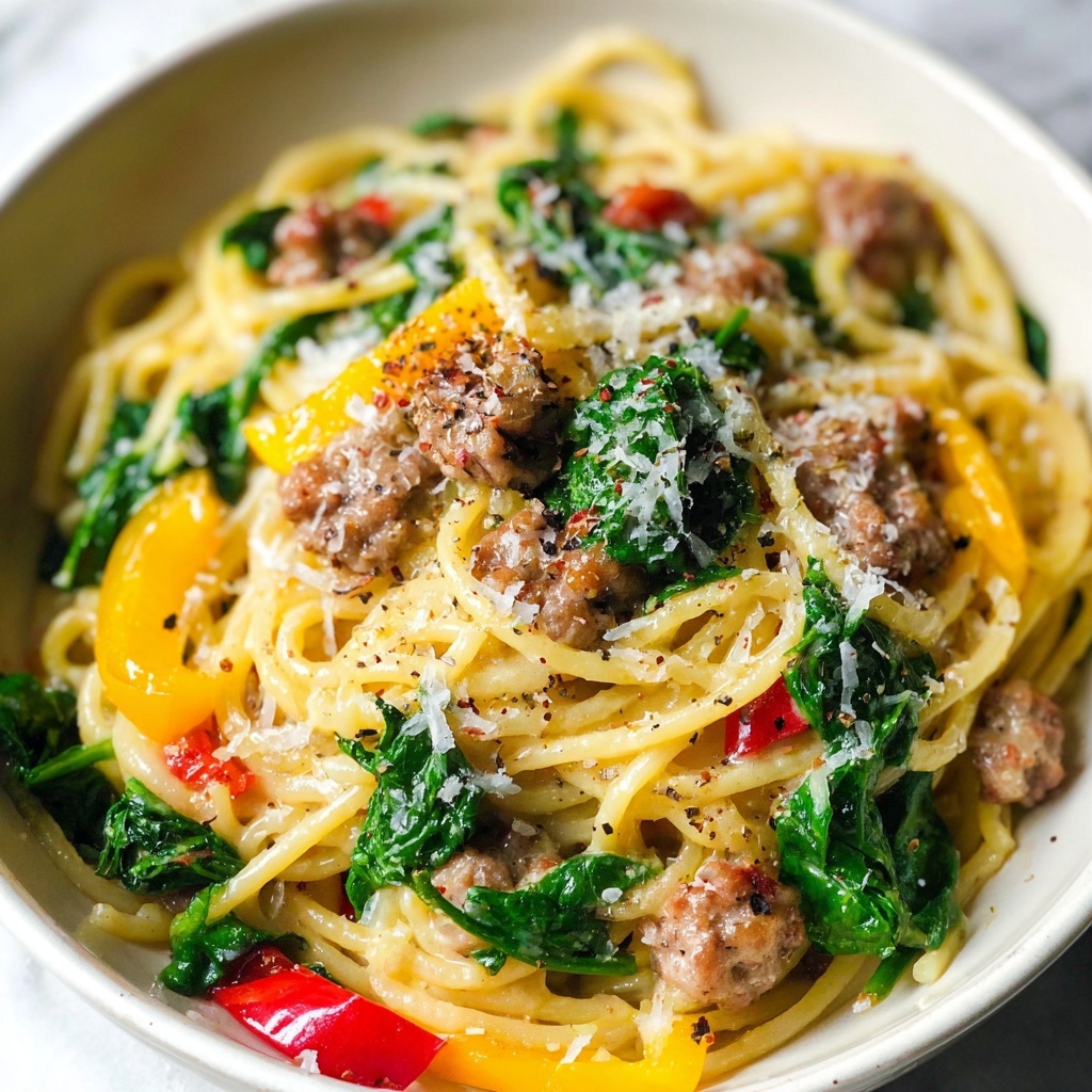 Creamy Sausage and Peppers Pasta Recipe - Recipe Image