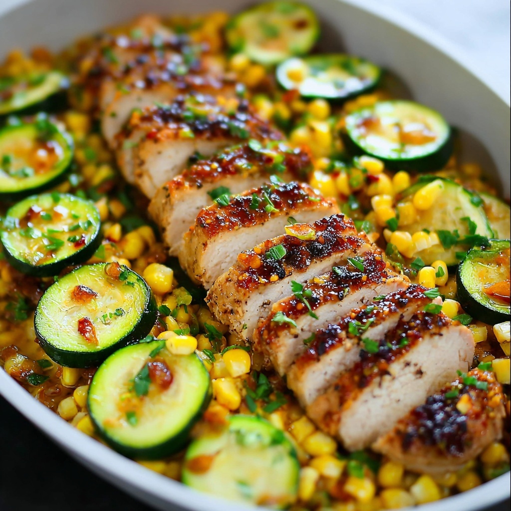 Garlic Butter Chicken with Zucchini & Corn Recipe - Recipe Image