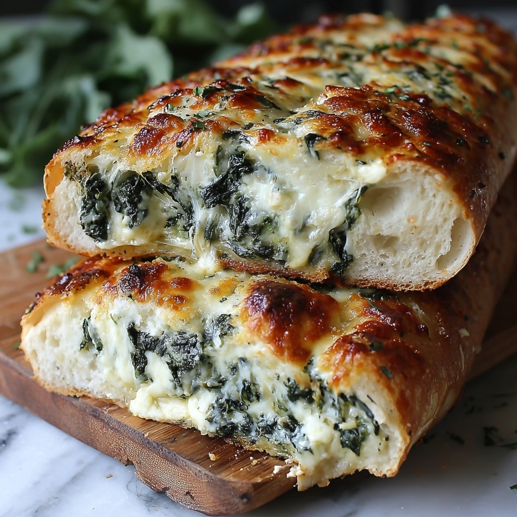 Cheesy Spinach Stuffed Bread Recipe - Recipe Image