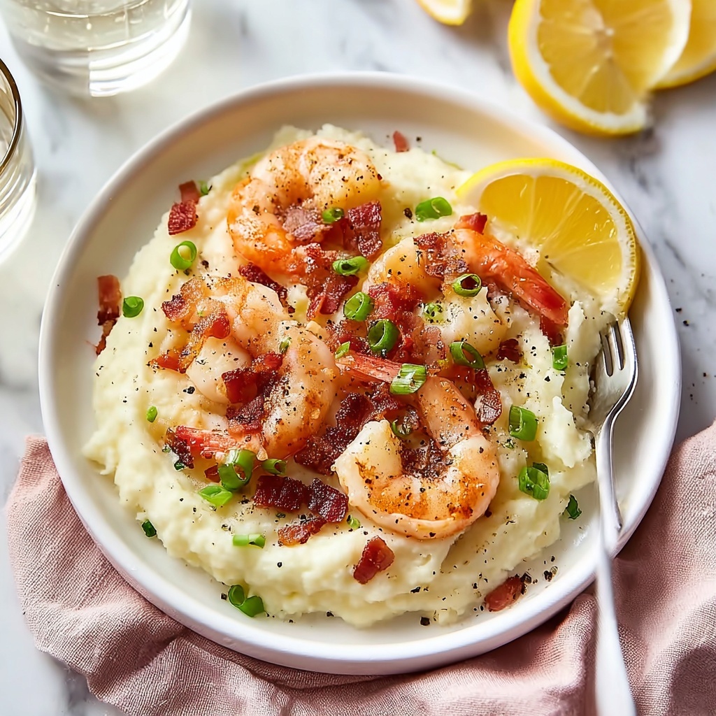 Low Carb Keto Shrimp and Cauliflower Grits Recipe - Recipe Image