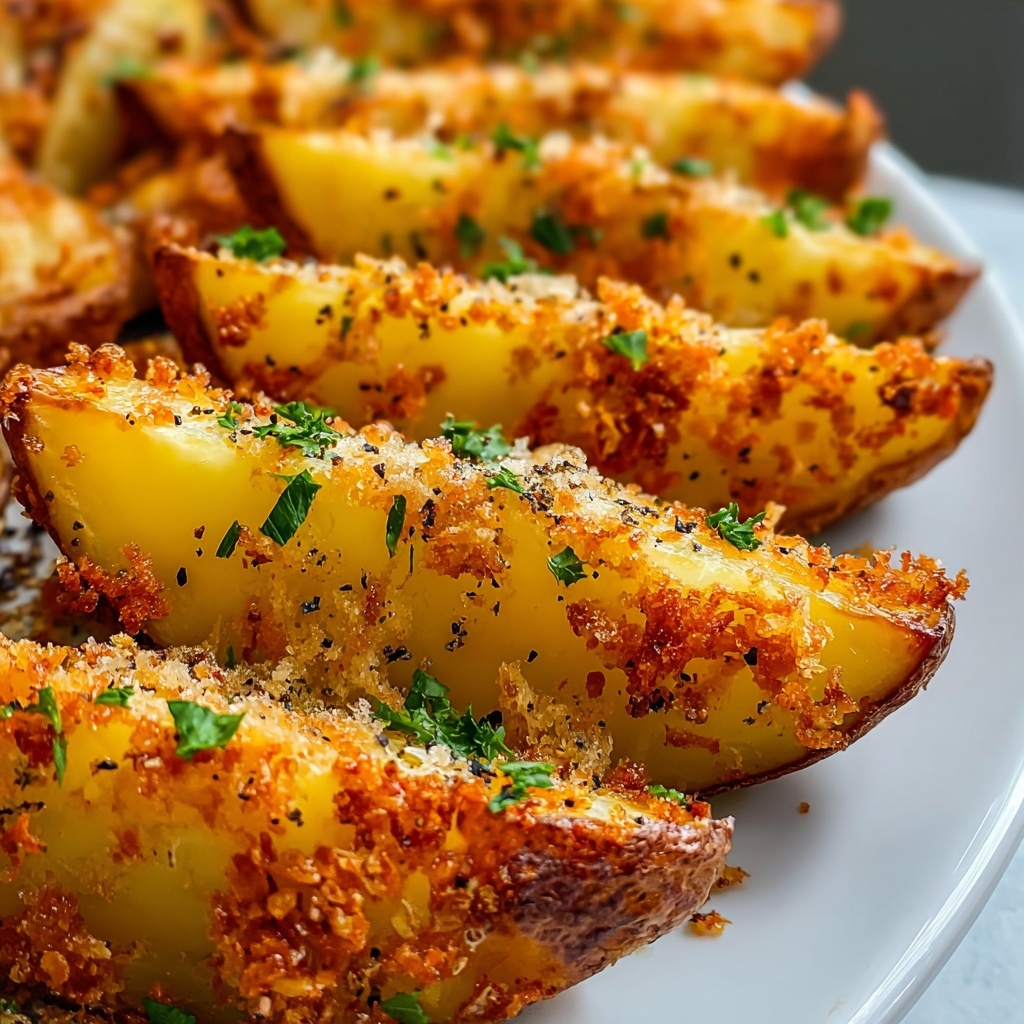 Baked Garlic Parmesan Potato Wedges Recipe - Recipe Image