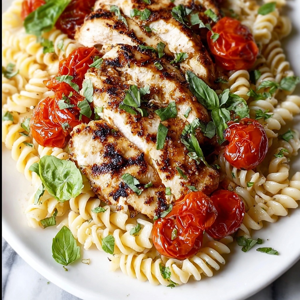 Tomato Basil Pasta with Balsamic Grilled Chicken Recipe - Recipe Image