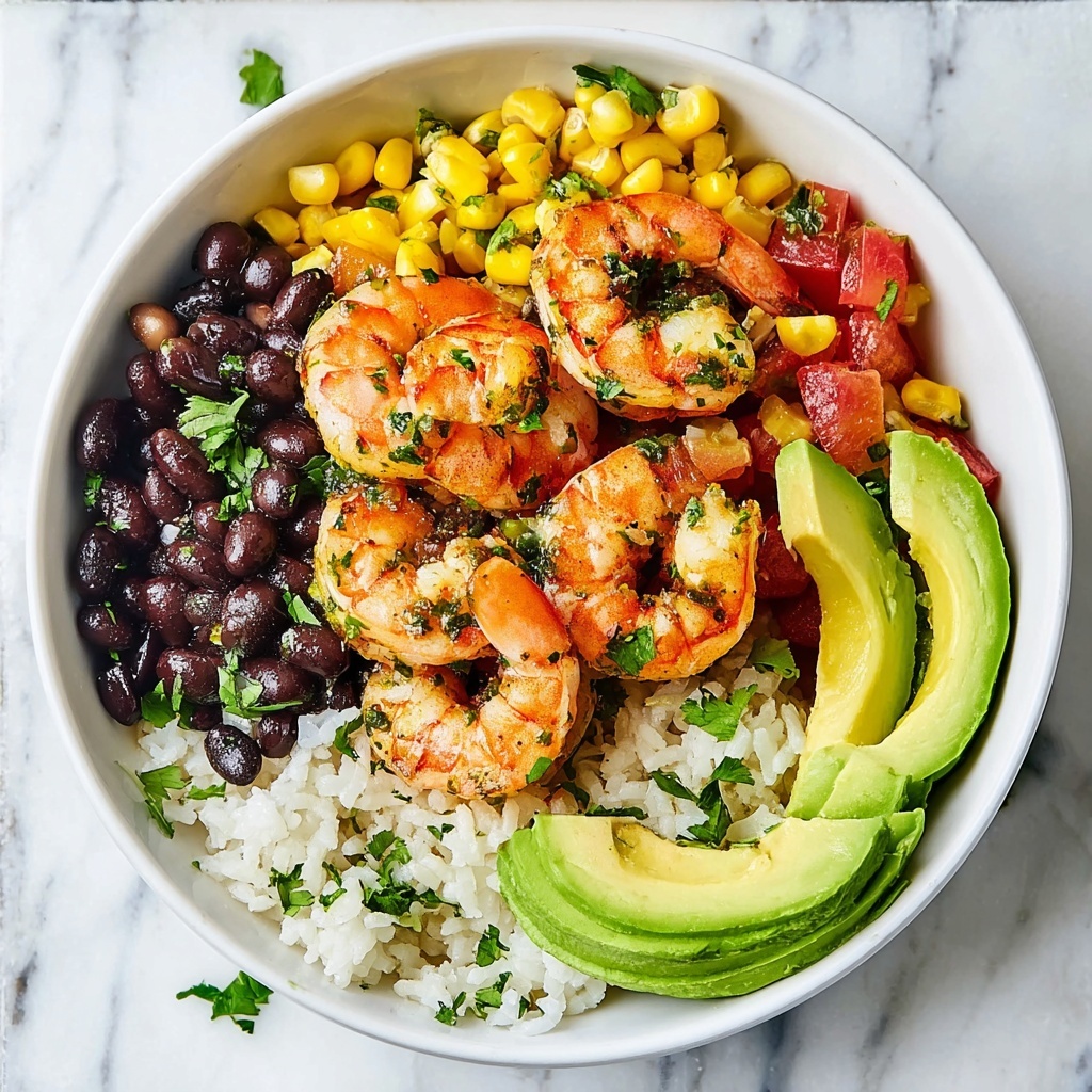 Shrimp Bowl with Cilantro Lime Rice and Chipotle Ranch Recipe - Recipe Image