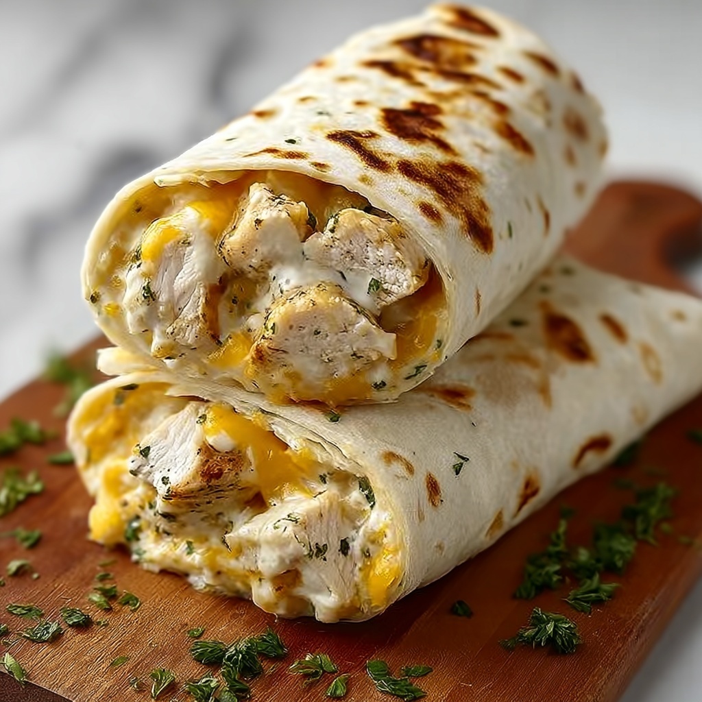 Garlic Cheesy Chicken Wraps Recipe - Recipe Image