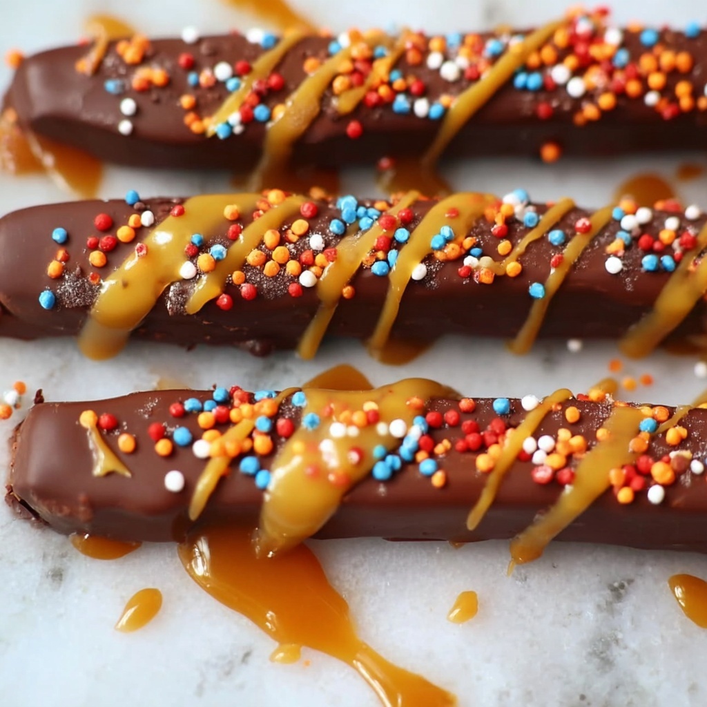 Chocolate Covered Pretzel Rods with Fun Fall Sprinkles Recipe - Recipe Image