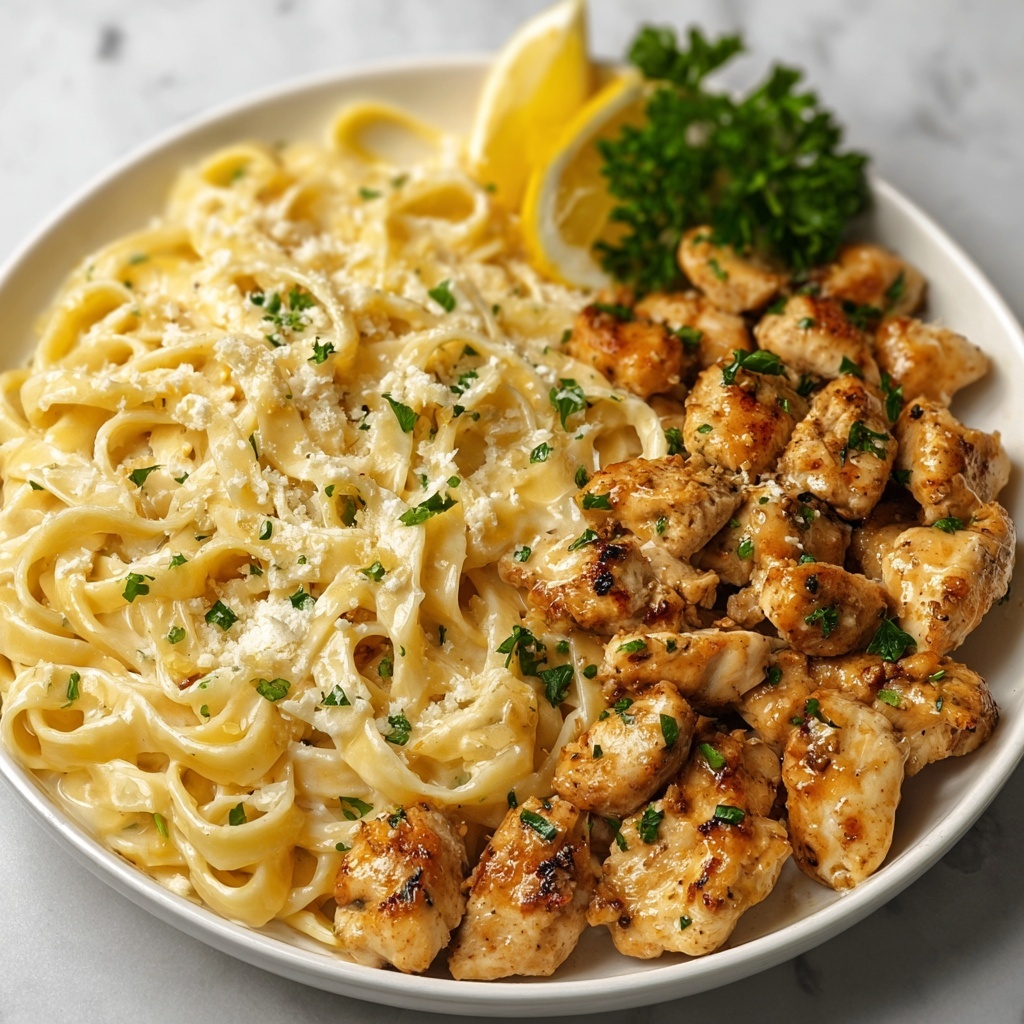 Lemon Garlic Butter Chicken with Parmesan Linguine Recipe - Recipe Image