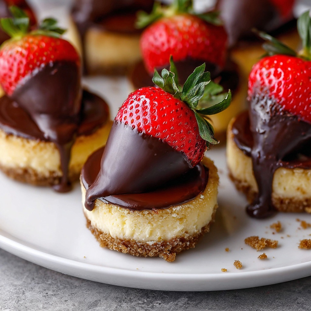 Chocolate-Dipped Strawberry Mini Cheesecakes Recipe - Recipe Image