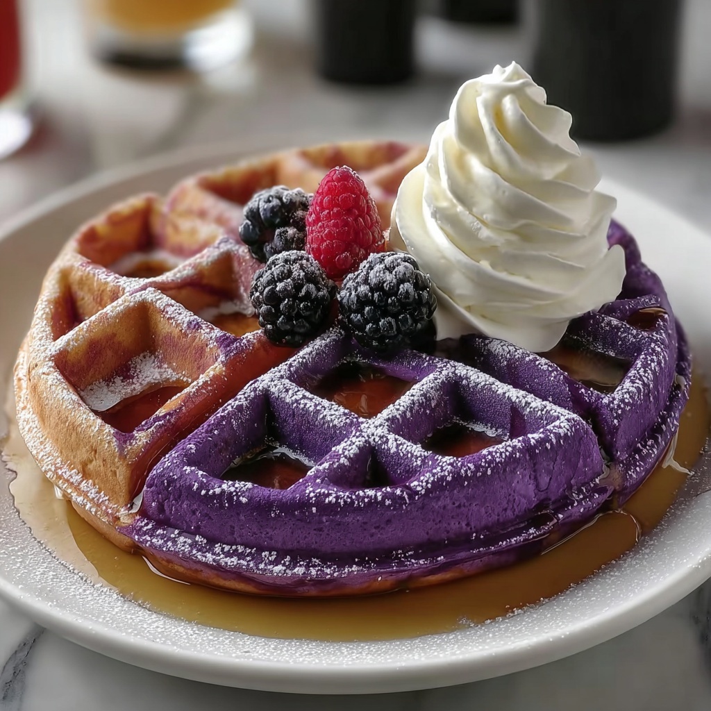 Ultimate Crispy Ube Waffles Recipe - Recipe Image
