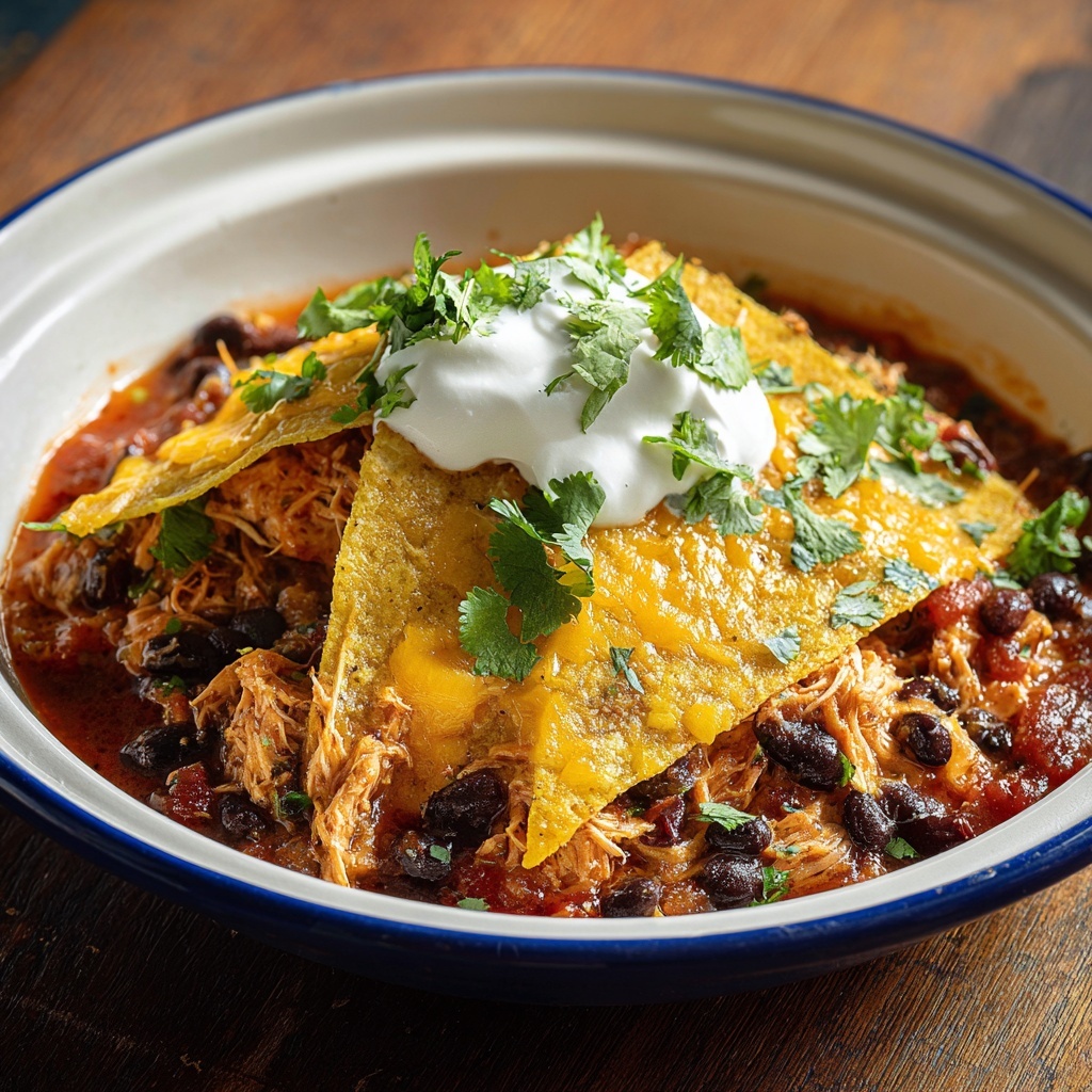 Cheesy Slow Cooker Chicken Enchilada Bake Recipe - Recipe Image