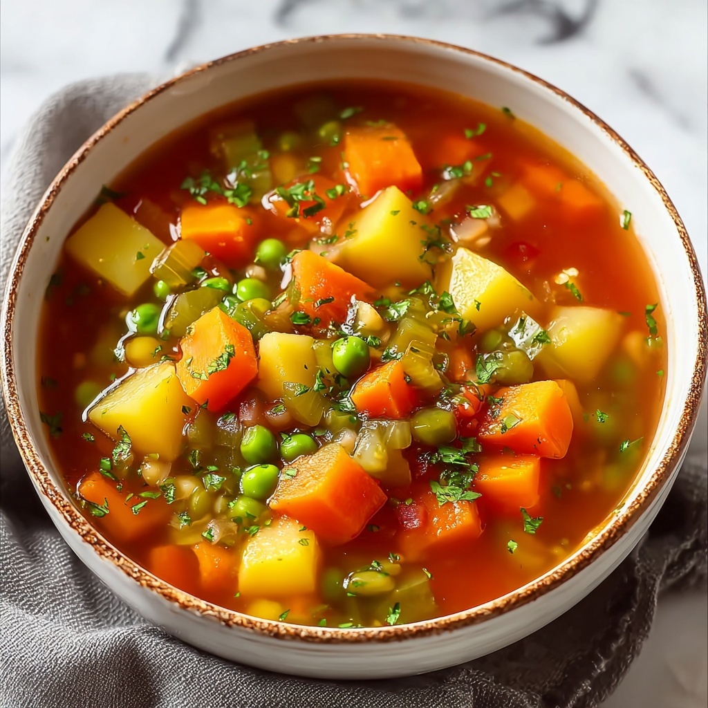 Hearty Vegetable Soup with Tomatoes, Potatoes, and Green Beans Recipe - Recipe Image