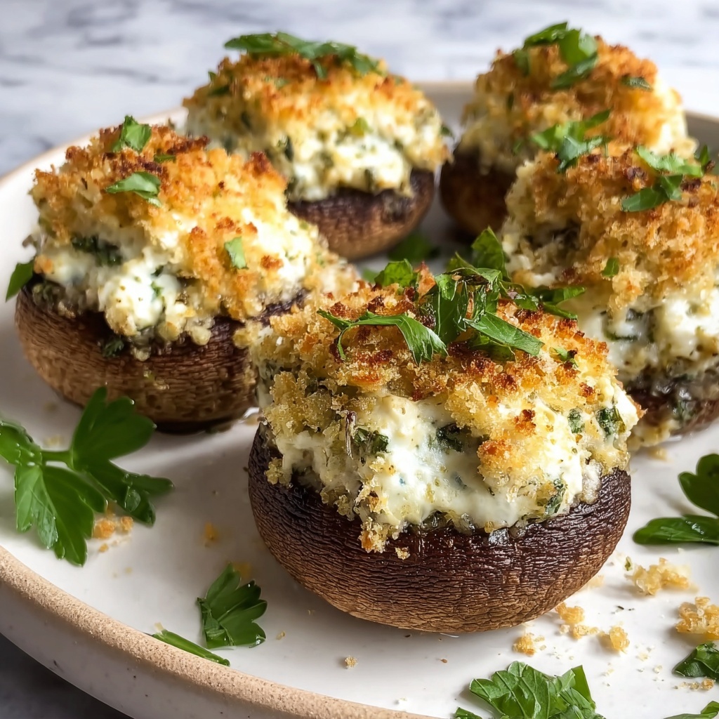 Herb & Garlic Stuffed Mushrooms Recipe - Recipe Image