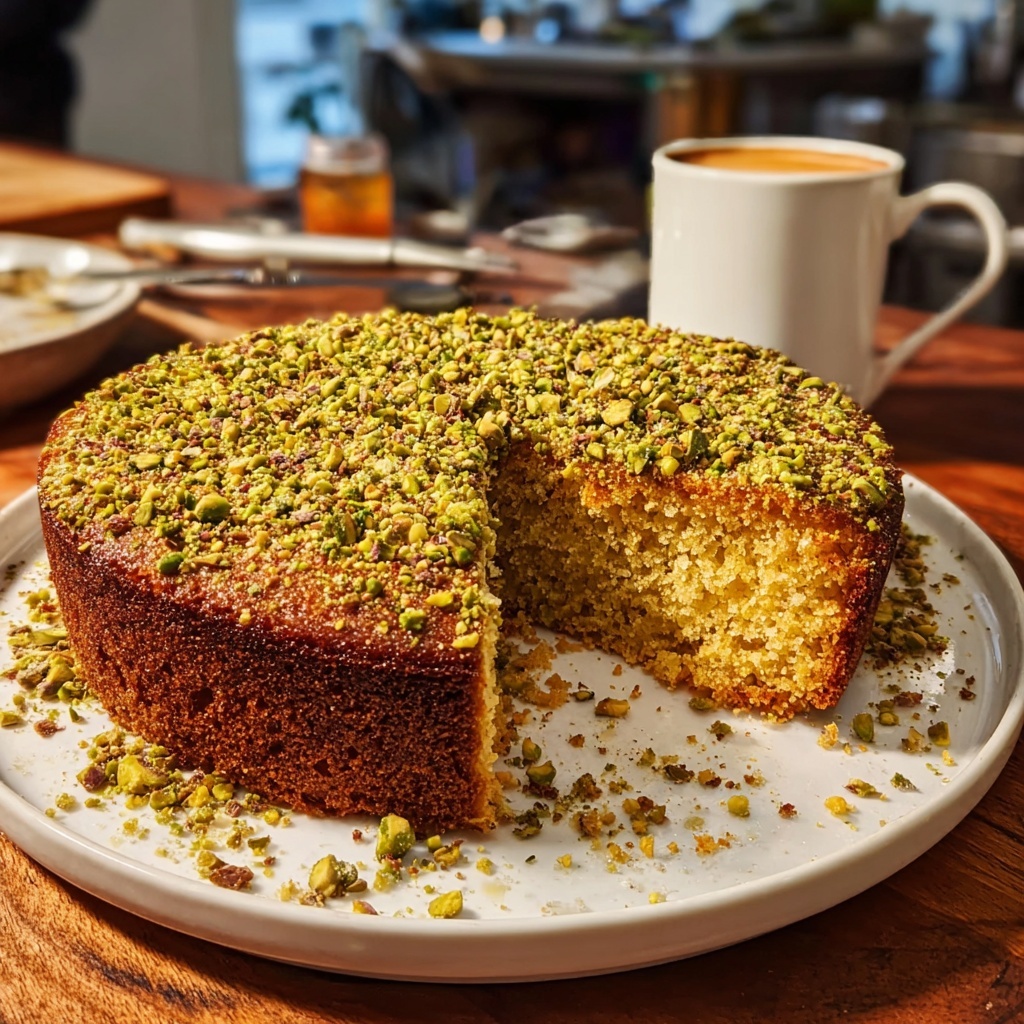Persian Saffron Cake with Orange Zest and Pistachios Recipe - Recipe Image