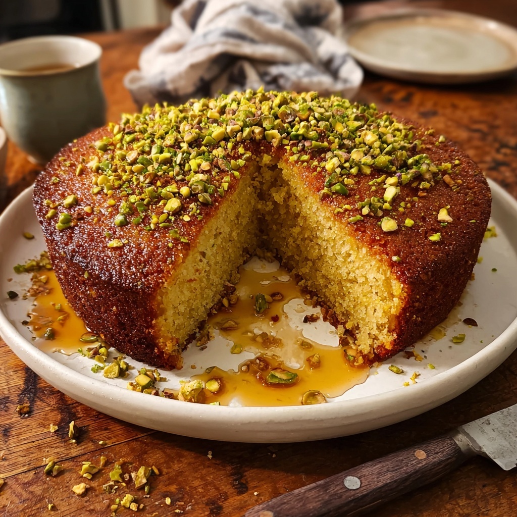 Orange Pistachio Olive Oil Cake with Saffron Syrup Recipe - Recipe Image