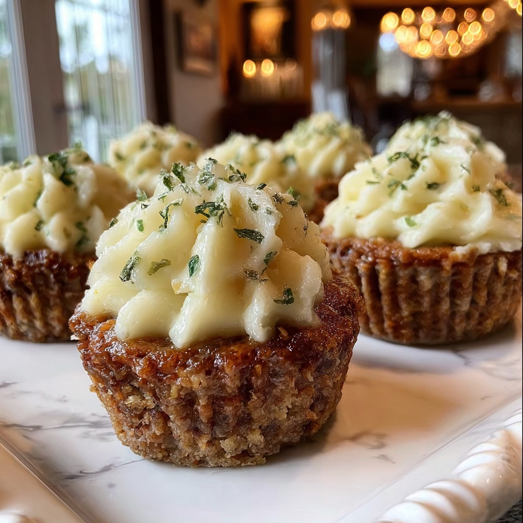 Comforting Meatloaf Cupcakes with Potato Frosting Delight Recipe - Recipe Image