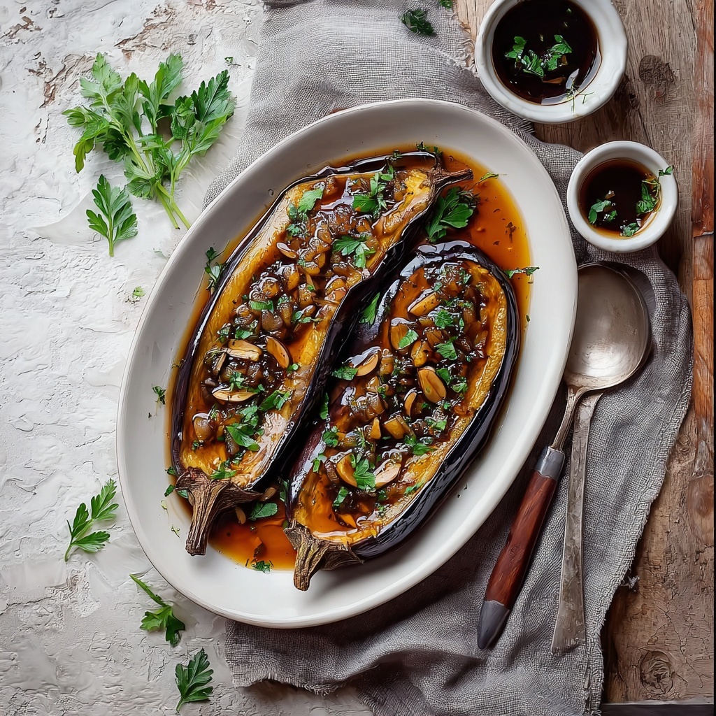 Sticky Garlic Eggplant Recipe - Recipe Image