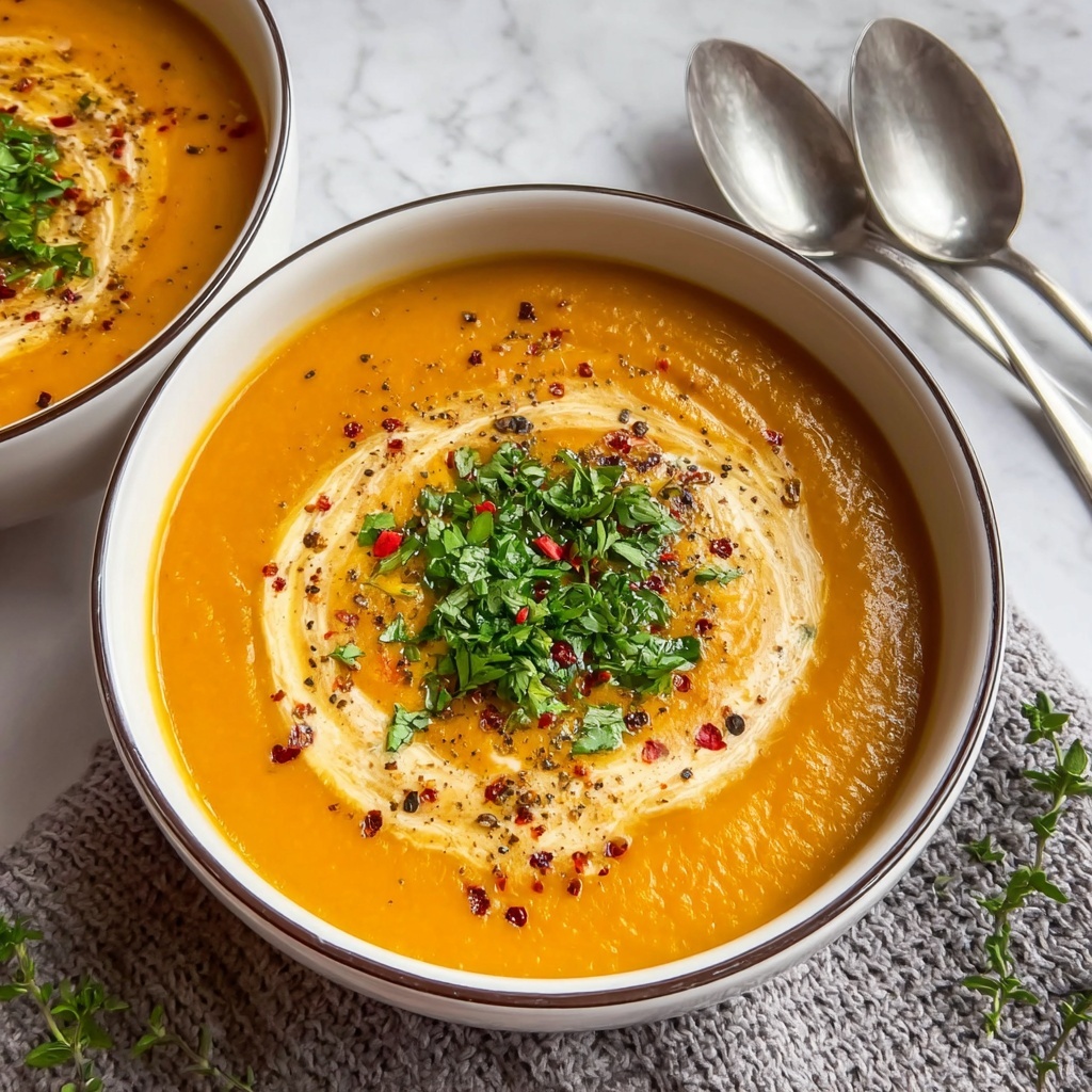 Spicy Butternut Squash Sweet Potato Soup Recipe - Recipe Image