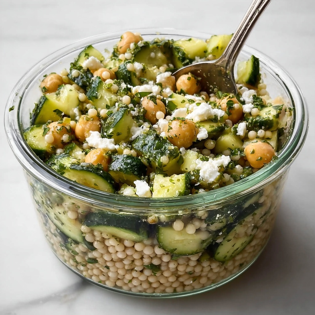 Cucumber Feta Salad with Pearl Couscous and Chickpeas Recipe - Recipe Image