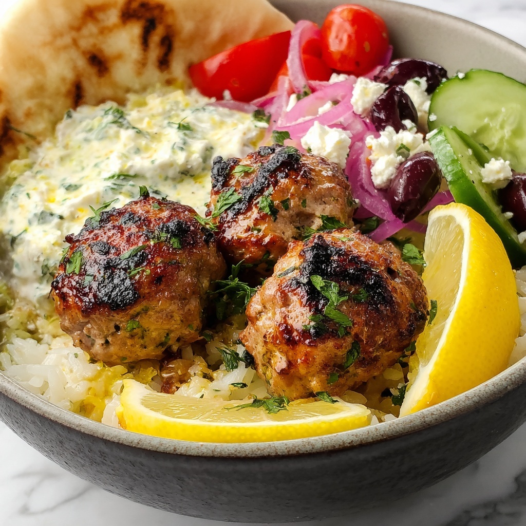 Greek Chicken Meatballs Bowl Recipe - Recipe Image