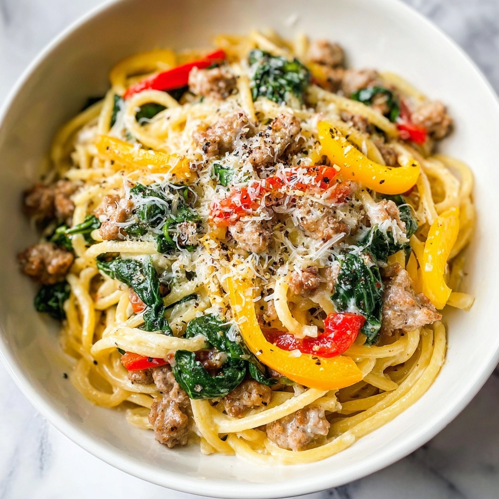 Creamy Sausage and Peppers Pasta Recipe - Recipe Image