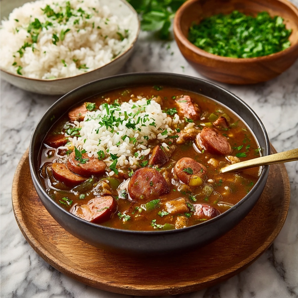 Authentic Cajun Sausage and Chicken Gumbo Recipe - Recipe Image