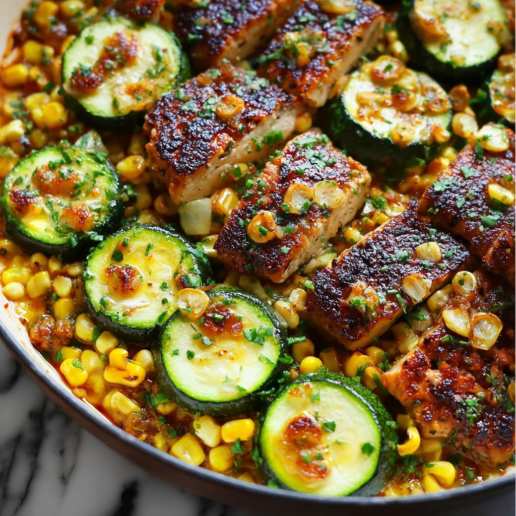 Garlic Butter Chicken with Zucchini & Corn Recipe - Recipe Image