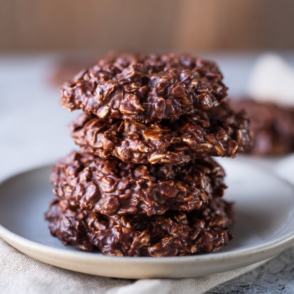 No-Bake Chocolate Peanut Butter Oat Cookies Recipe - Recipe Image