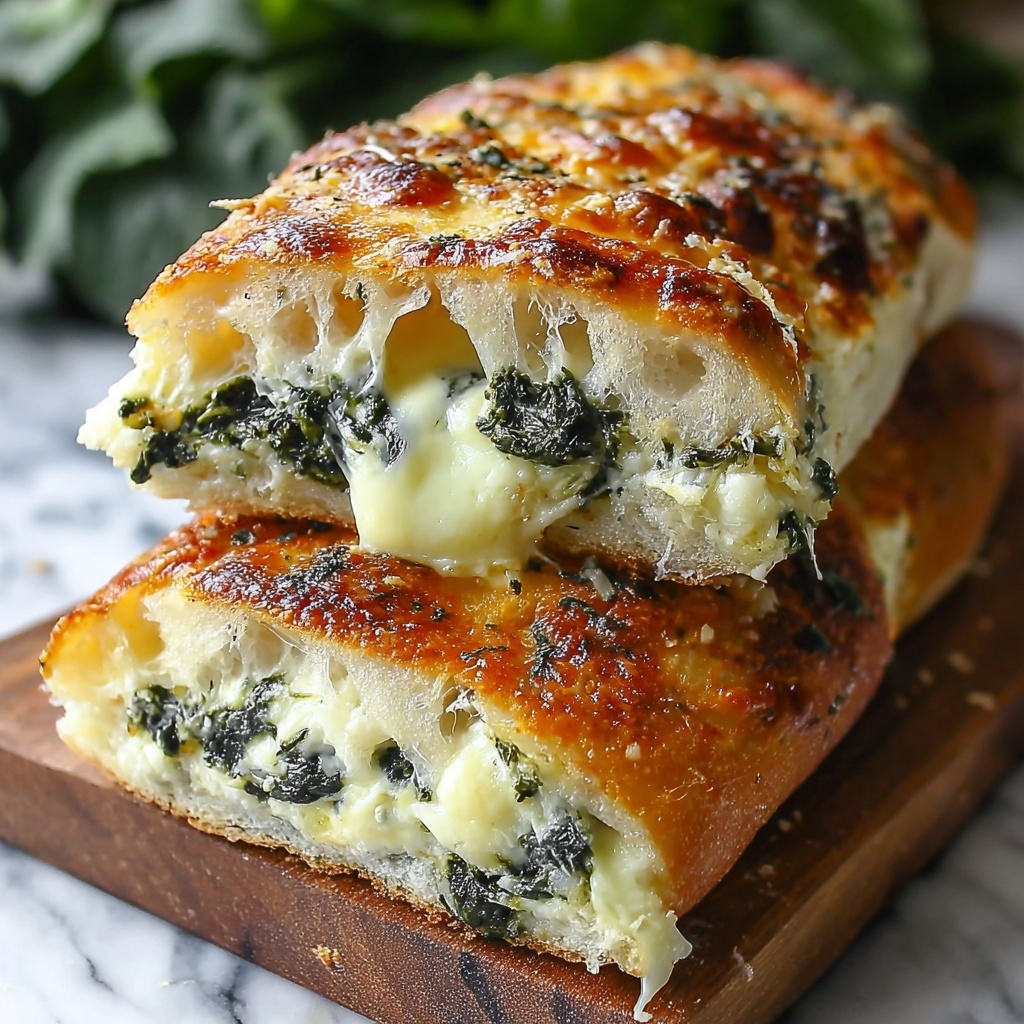 Cheesy Spinach Stuffed Bread Recipe - Recipe Image