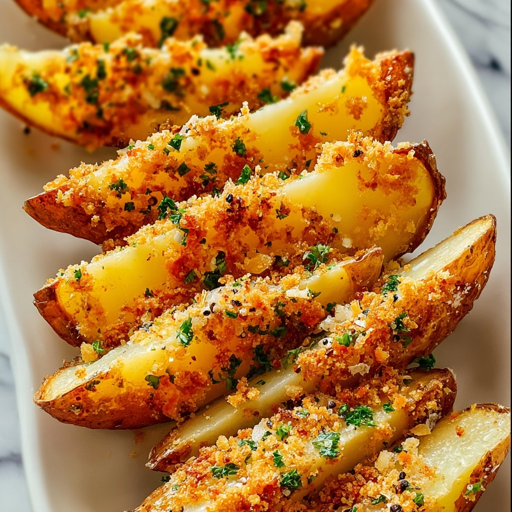 Baked Garlic Parmesan Potato Wedges Recipe - Recipe Image