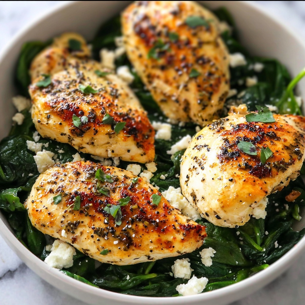 Low Carb Chicken Breast with Feta and Spinach Recipe - Recipe Image
