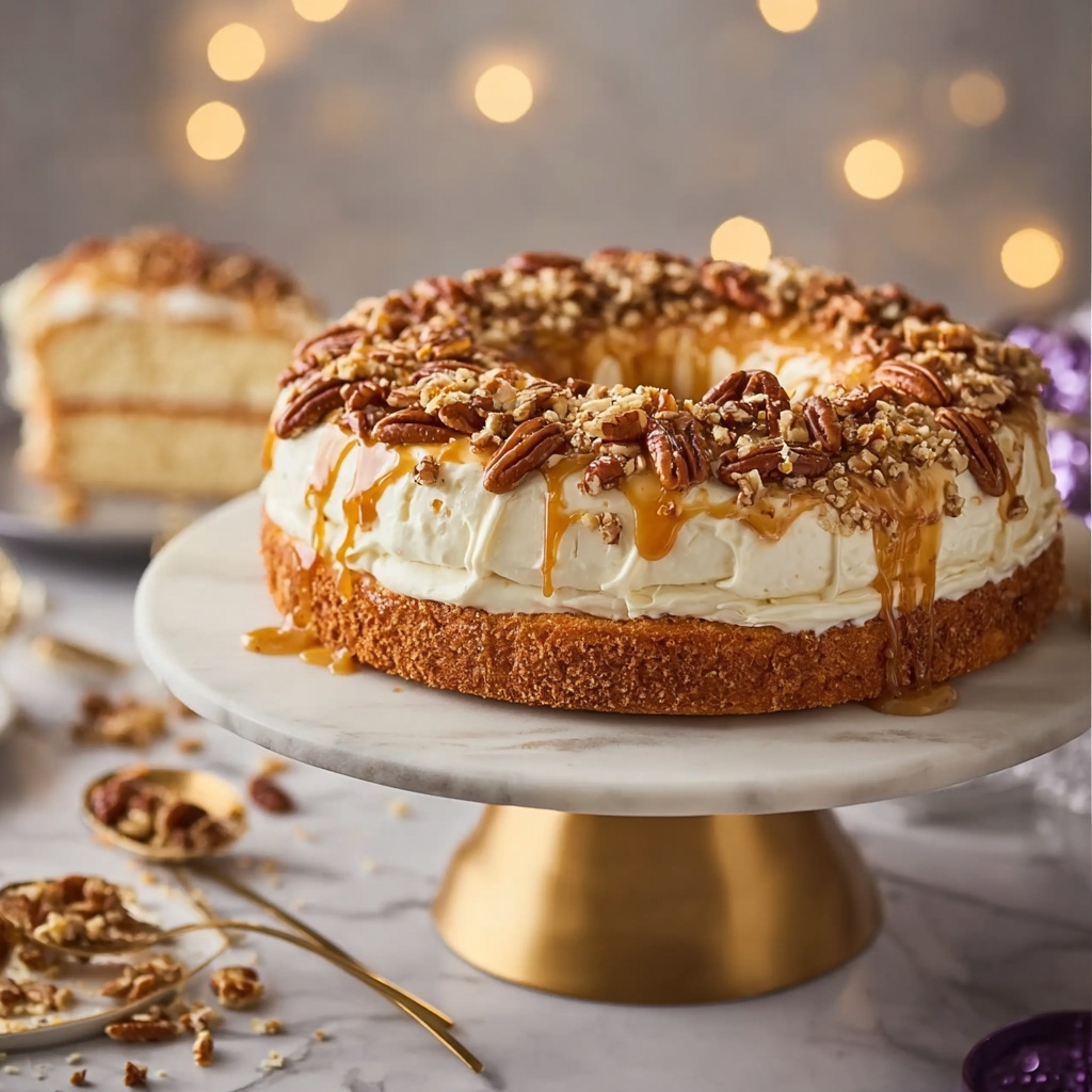 King Cake with Pecan Praline Cream Cheese Filling Recipe - Recipe Image