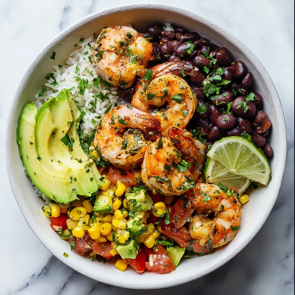 Shrimp Bowl with Cilantro Lime Rice and Chipotle Ranch Recipe - Recipe Image