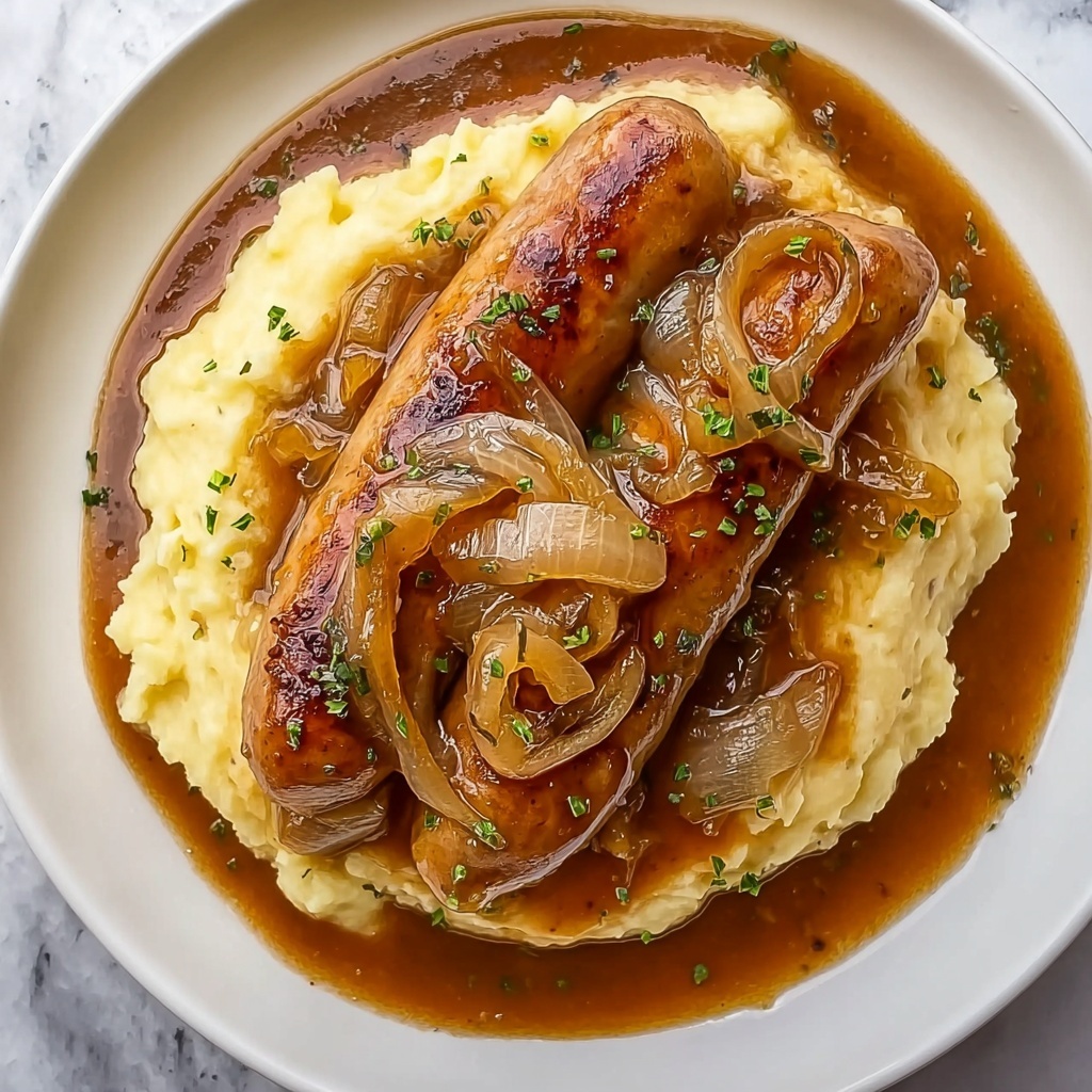 Bangers and Mash with Onion Gravy Recipe - Recipe Image