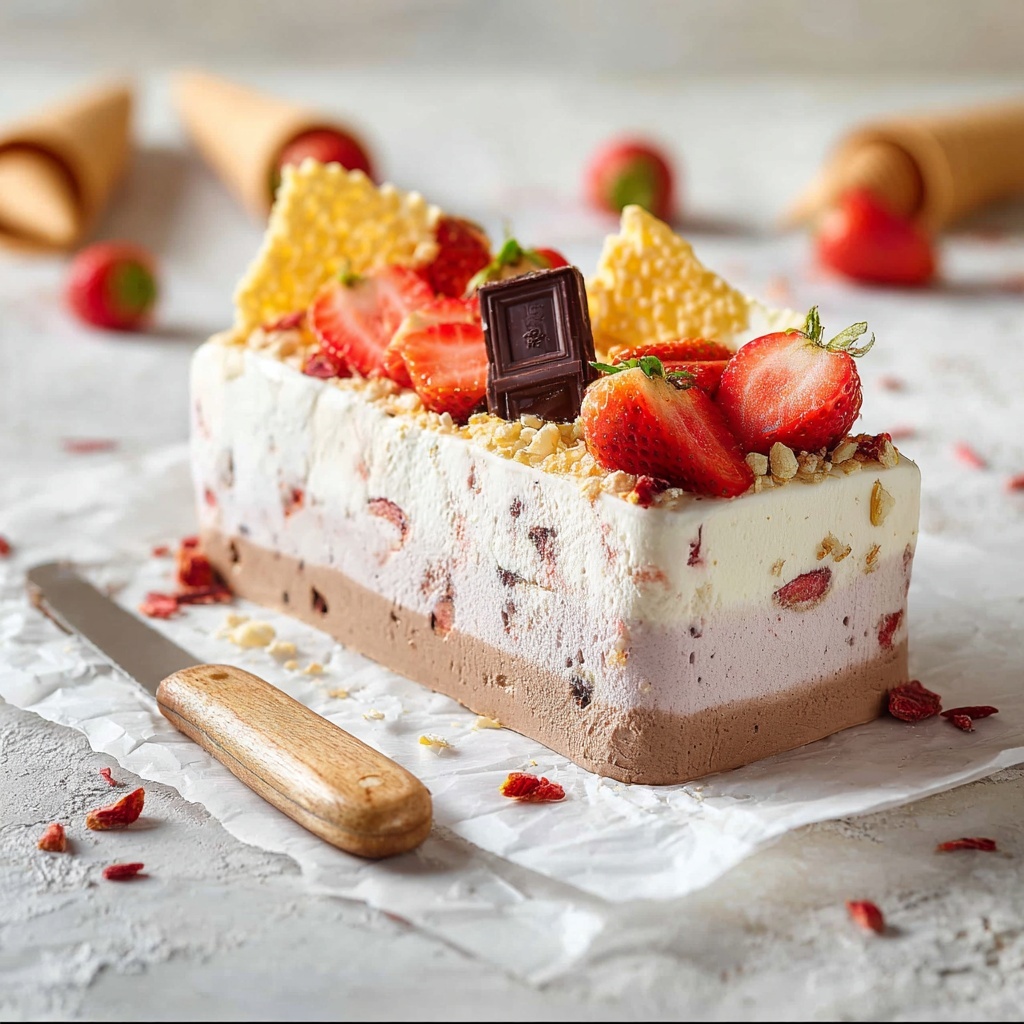 Neapolitan Ice Cream with Coconut, Strawberry, and Chocolate Layers Recipe - Recipe Image