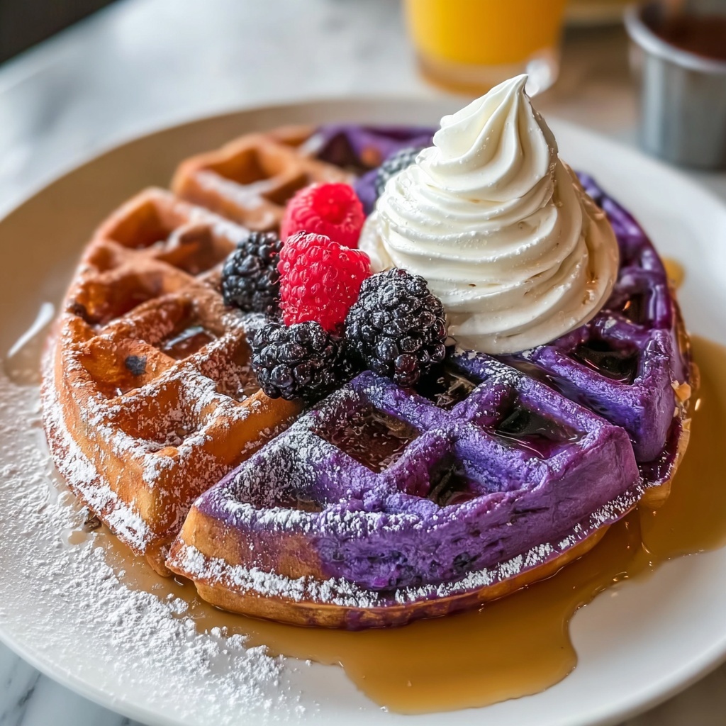 Ultimate Crispy Ube Waffles Recipe - Recipe Image