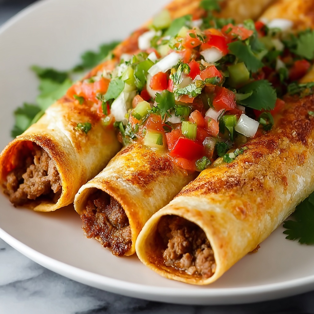 Crispy Beef Taquitos with Cheesy Filling Recipe - Recipe Image