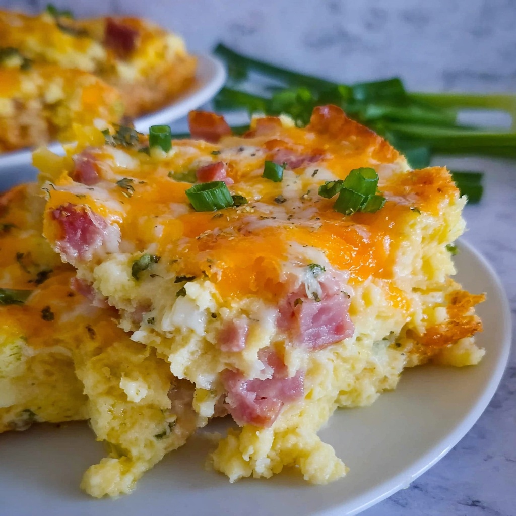 Breakfast Hashbrown Casserole with Ham and Cheddar Recipe - Recipe Image