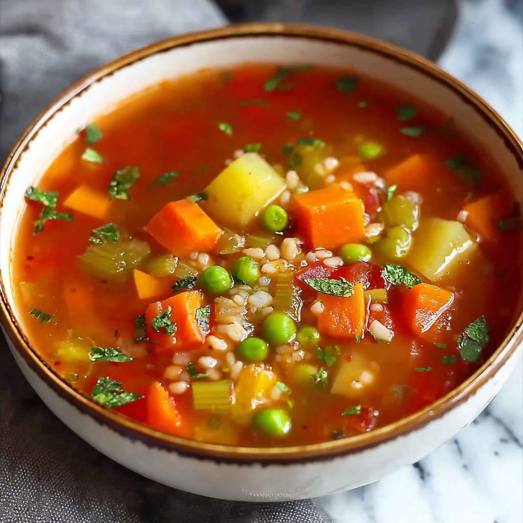 Hearty Vegetable Soup with Tomatoes, Potatoes, and Green Beans Recipe - Recipe Image